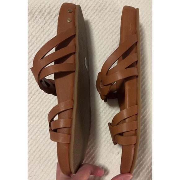 NWOT Beek Motmot Footbed Leather Slide Sandals, Cognac, Sz. 7 - Picture 6 of 7